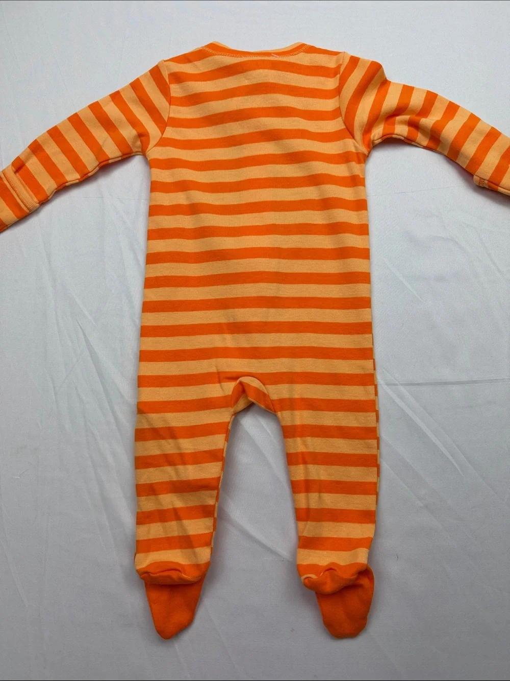 Old Navy Orange Striped Pumpkin Footie W/2 way zipper